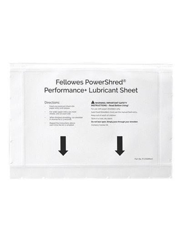 Fellowes Powershred Performance + shredder lubricant sheets
