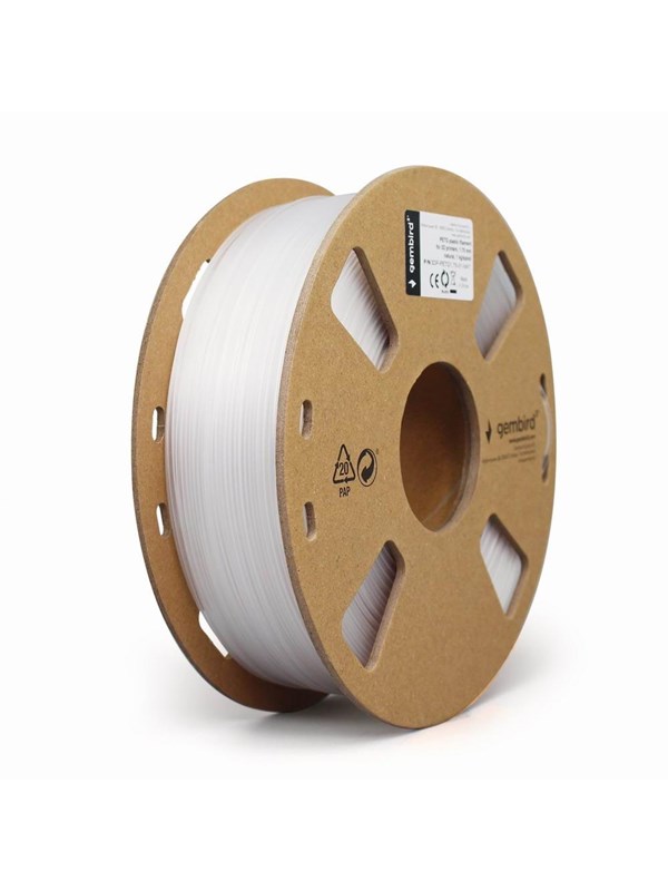 Gembird PETG (PET, PETT) filament - Hvid - 1.75mm ø - 1 kg Gembird PETG (PET, PETT) filament - Hvid - 1.75mm ø - 1 kg